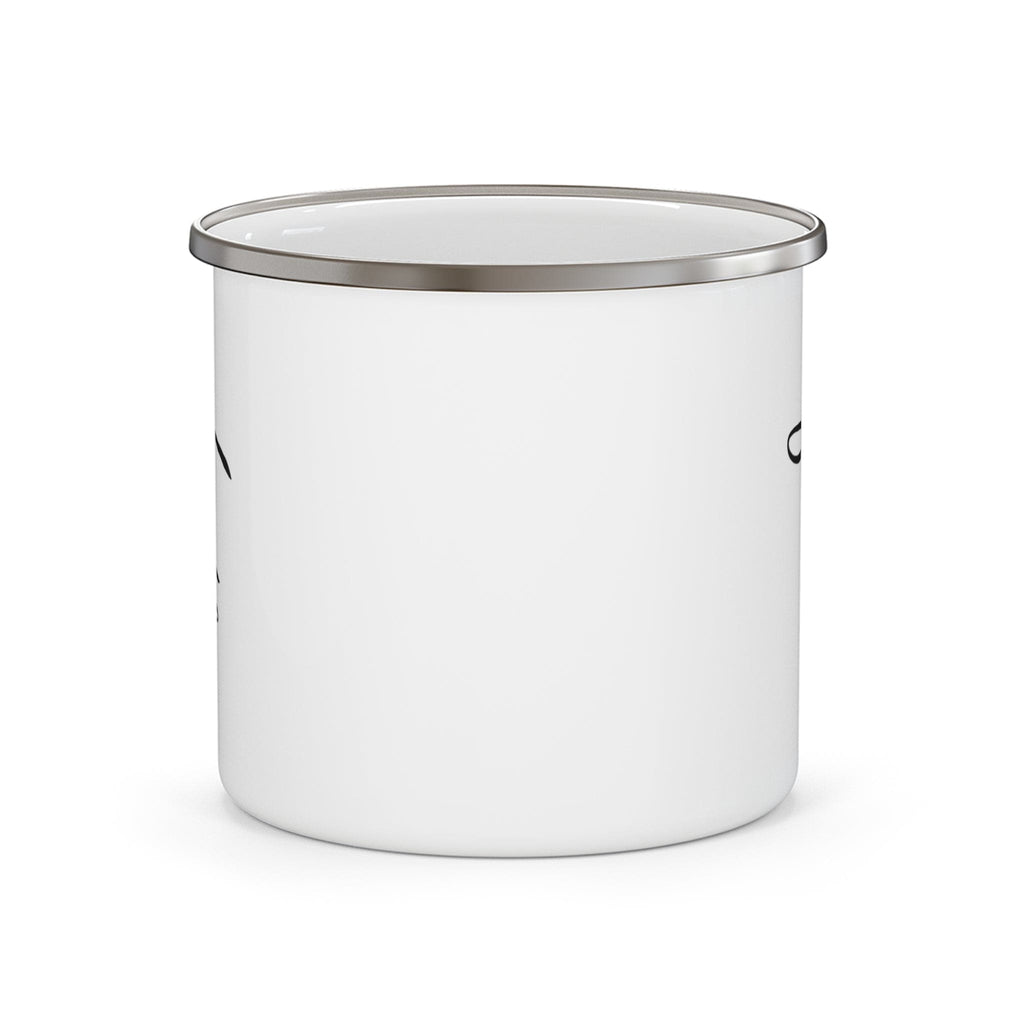 Enamel Camping Mug - Faith Script Cross Black Illustration