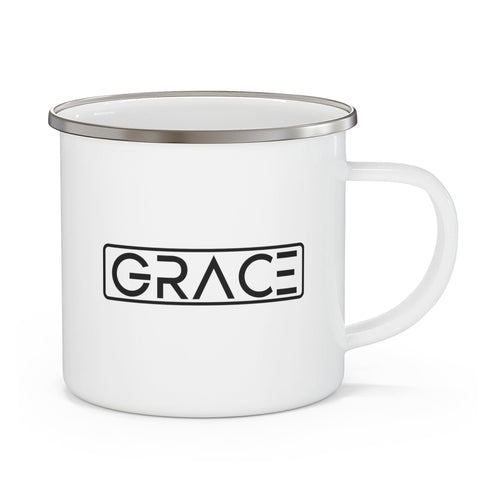 Enamel Camping Mug - Grace Christian Black Illustration