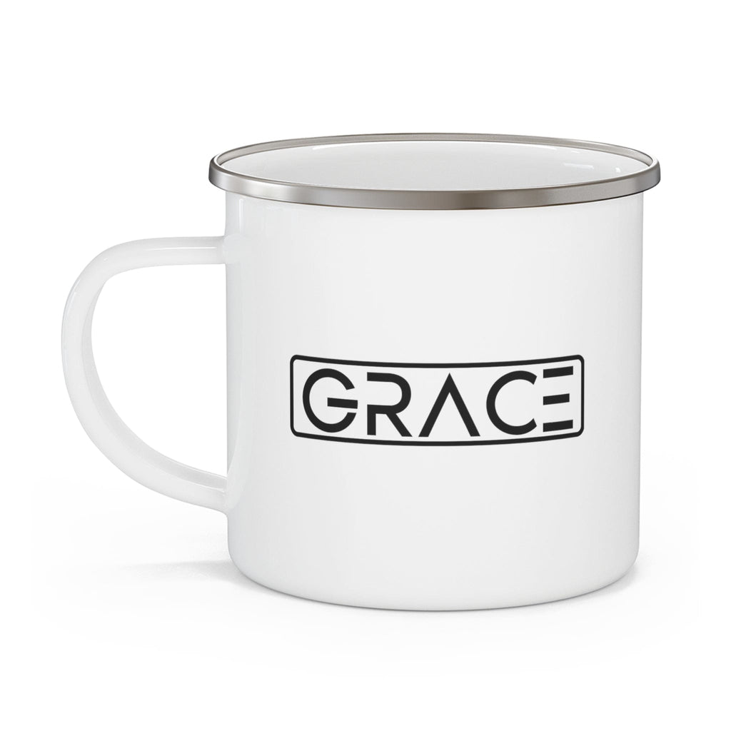 Enamel Camping Mug - Grace Christian Black Illustration