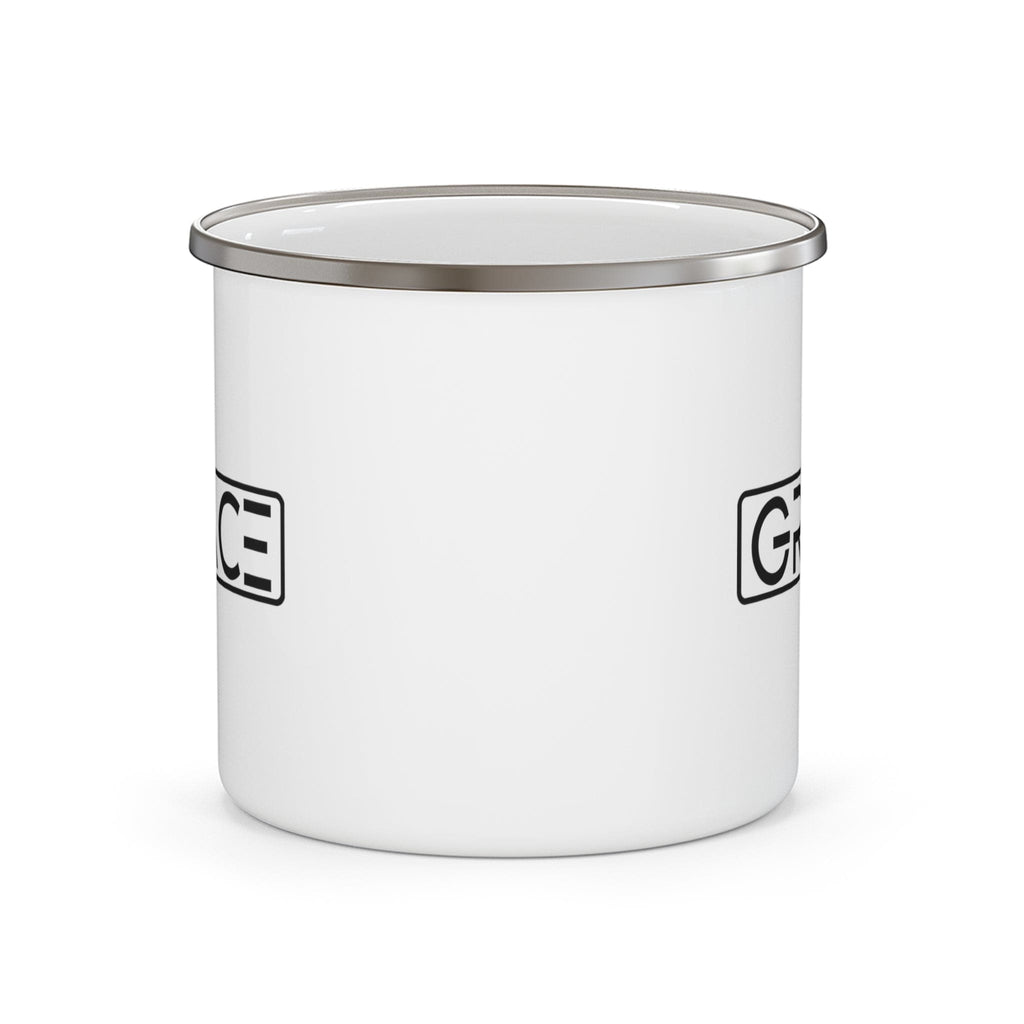 Enamel Camping Mug - Grace Christian Black Illustration