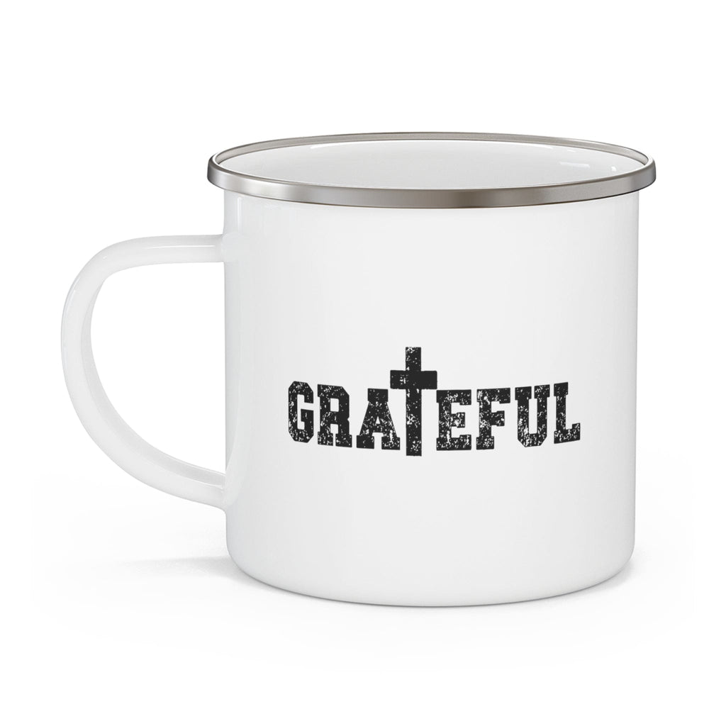 Enamel Camping Mug - Grateful Cross Black Illustration
