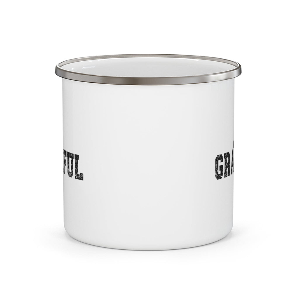 Enamel Camping Mug - Grateful Cross Black Illustration