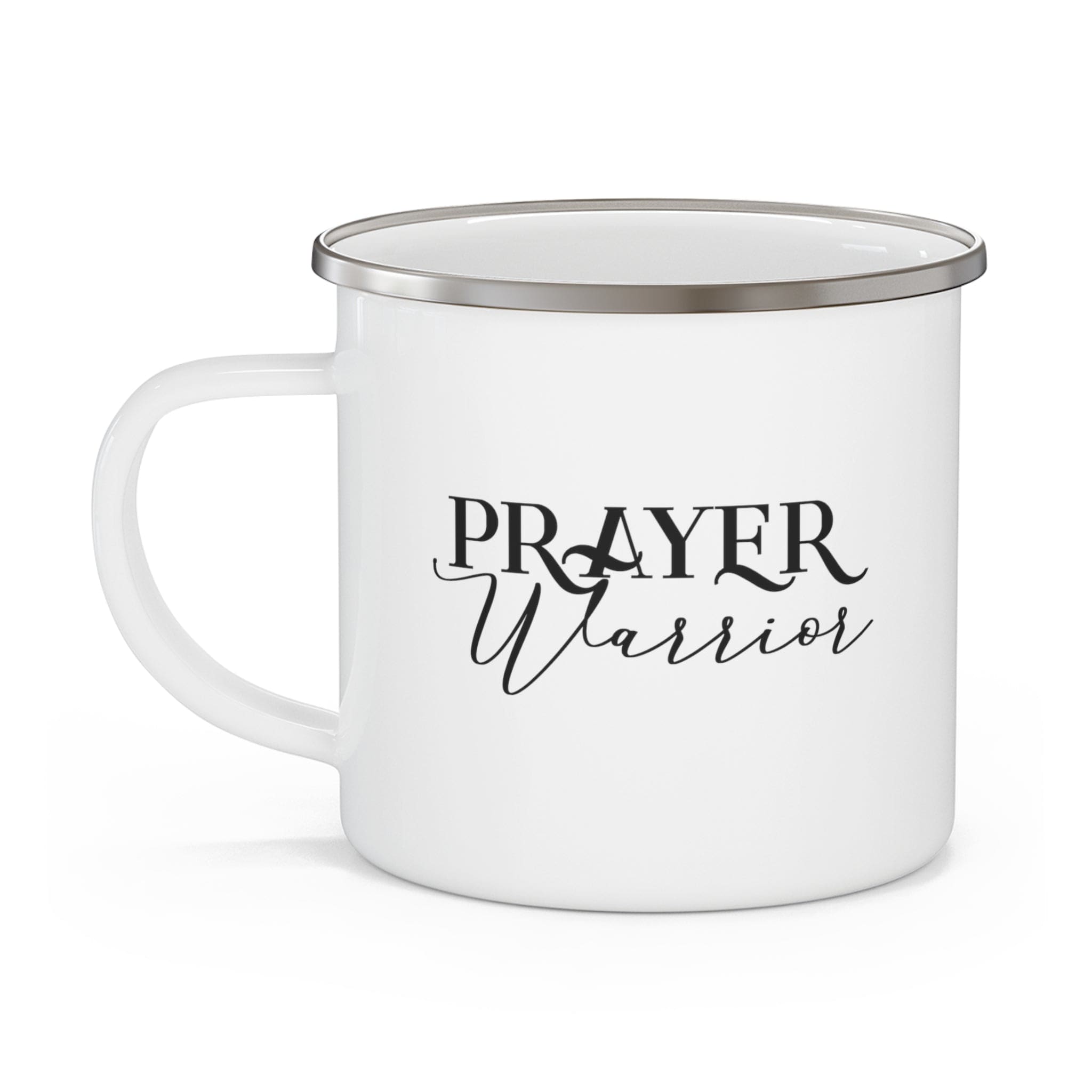 Enamel Camping Mug - Prayer Warrior Black Illustration