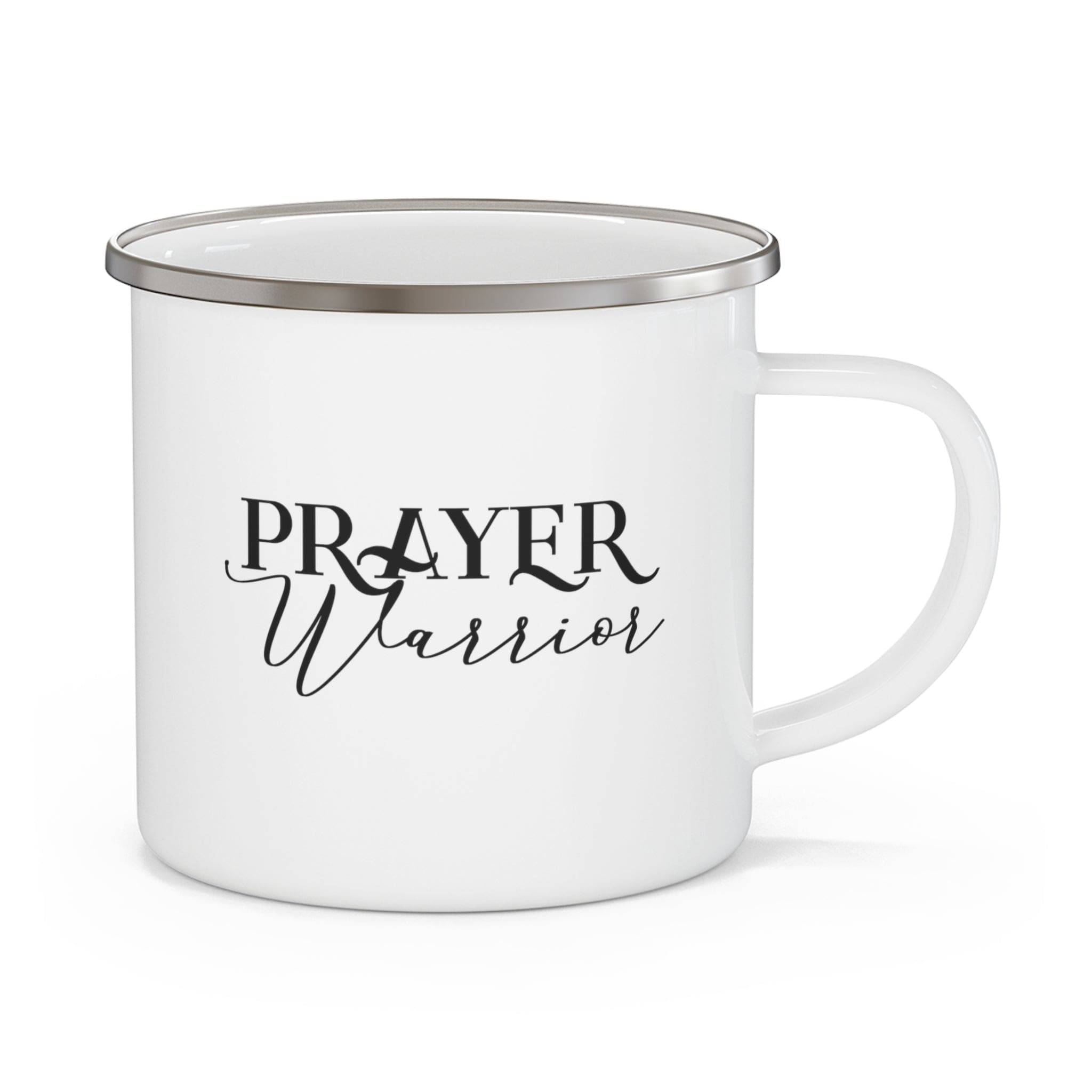 Enamel Camping Mug - Prayer Warrior Black Illustration