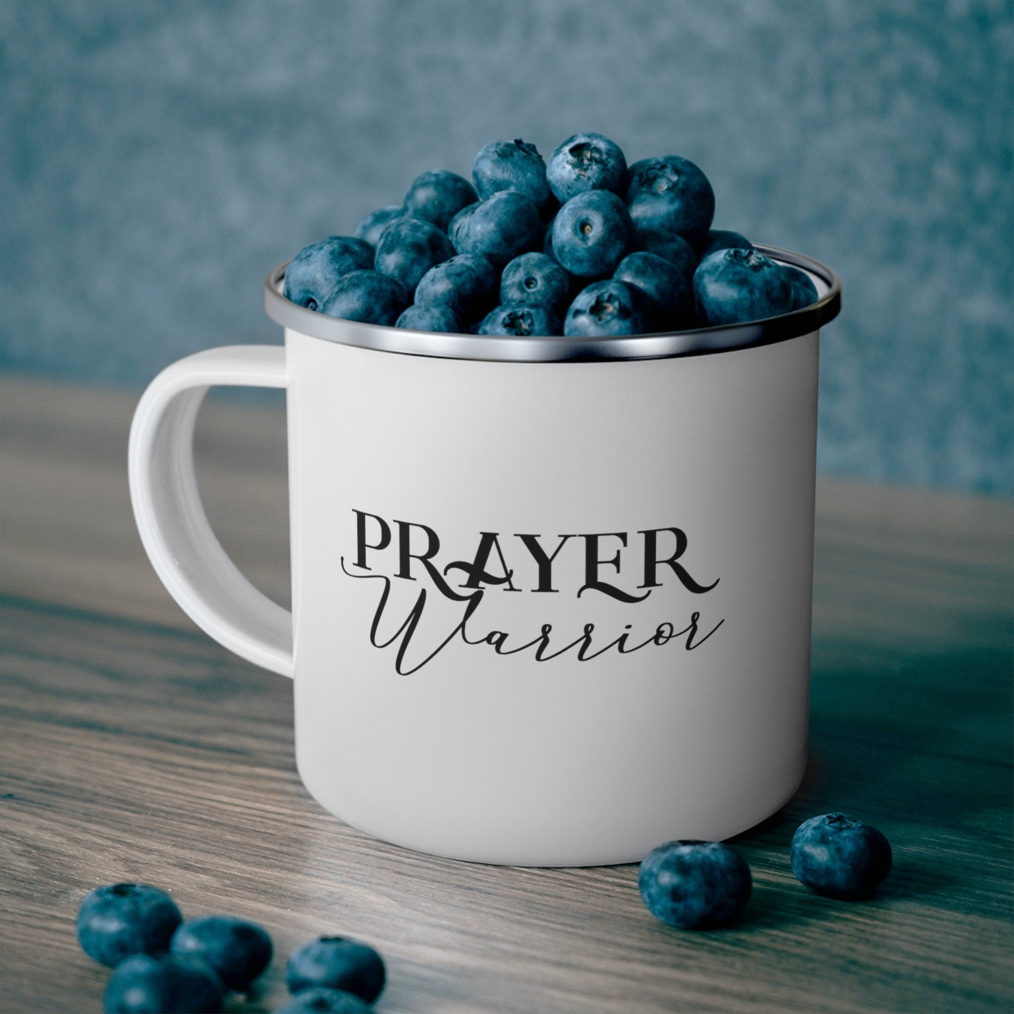 Enamel Camping Mug - Prayer Warrior Black Illustration