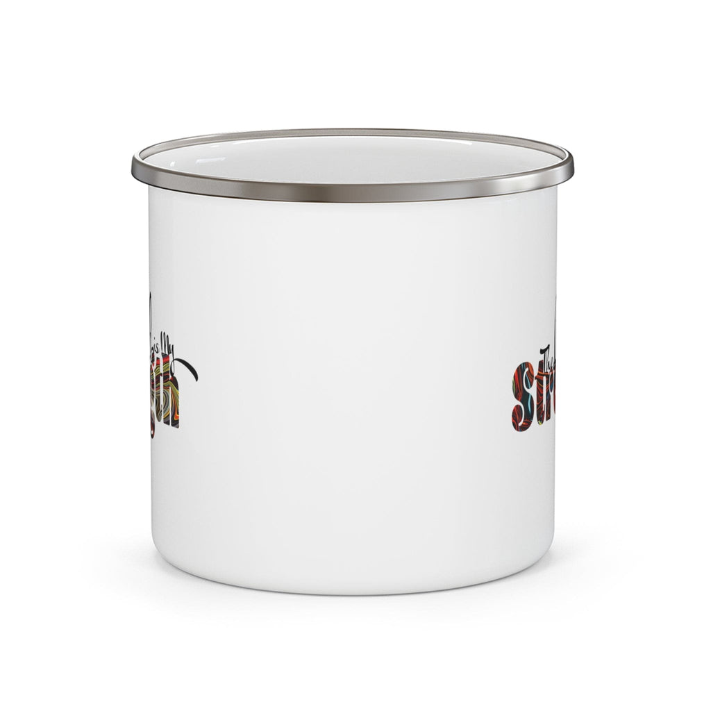 Enamel Camping Mug the Lord is my Strength Print
