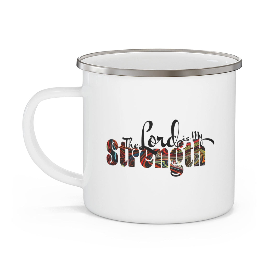 Enamel Camping Mug the Lord is my Strength Print