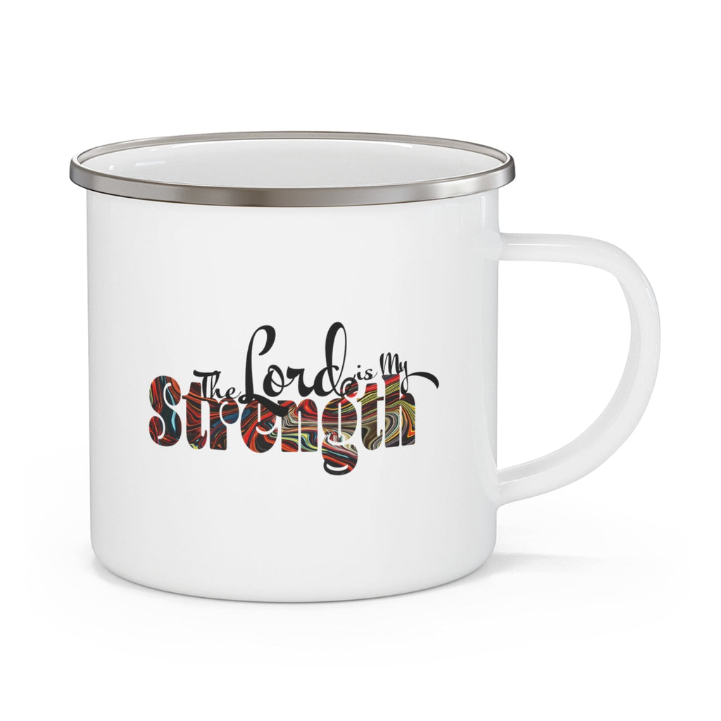 Enamel Camping Mug the Lord is my Strength Print