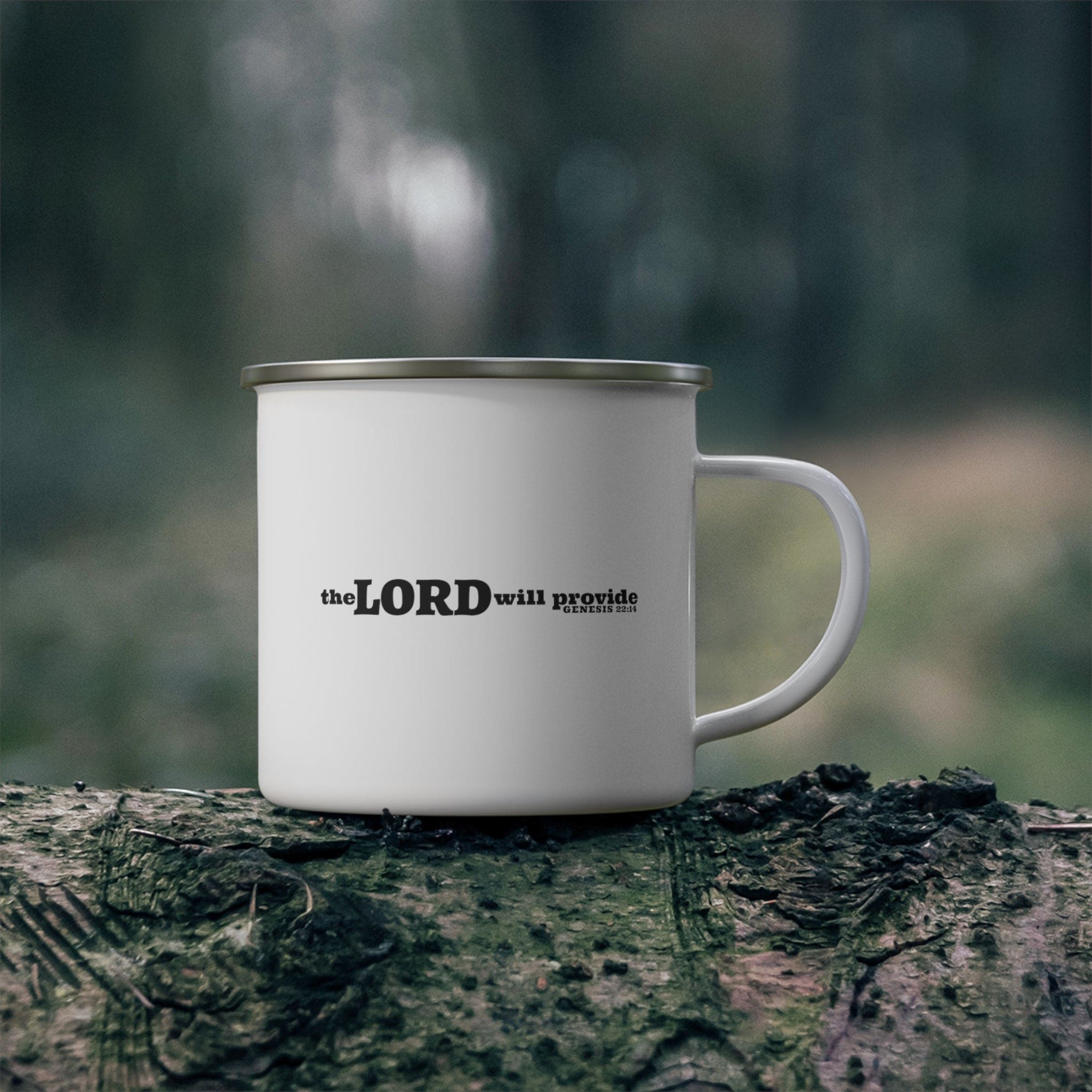 Enamel Camping Mug - the Lord will Provide - Genesis 22:14 Christian