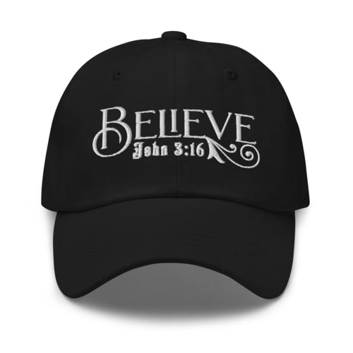 Embroidered Baseball Cap - Believe - John 3:16
