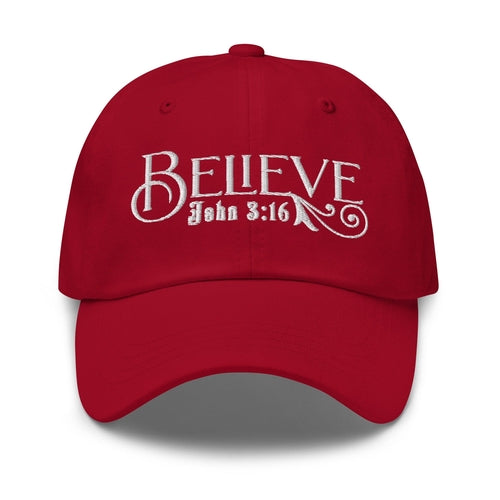 Embroidered Baseball Cap - Believe - John 3:16