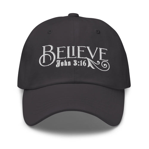 Embroidered Baseball Cap - Believe - John 3:16