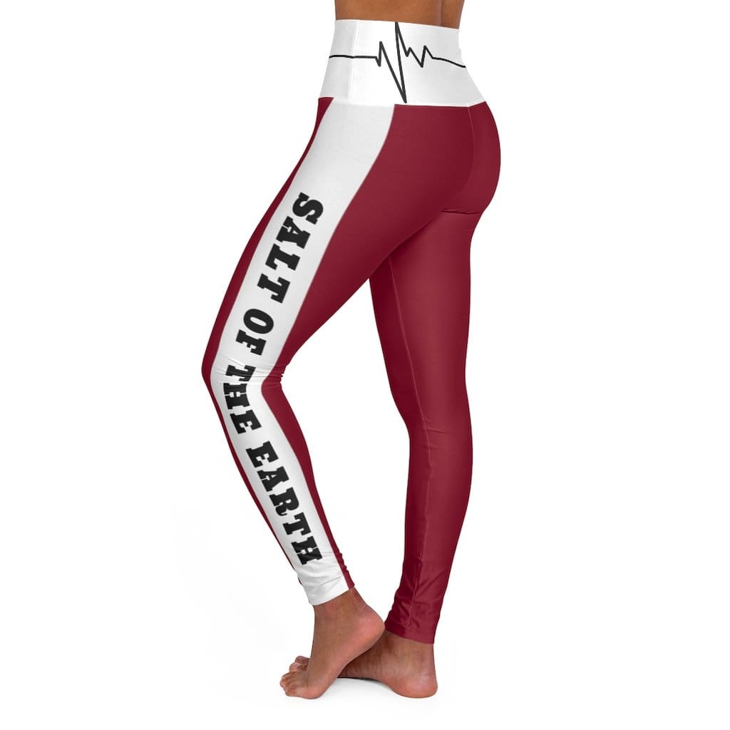 High Waisted Yoga Leggings - Burgundy Salt of the Earth Matthew 5:13