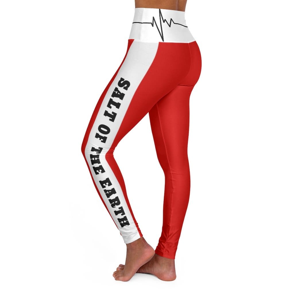 High Waisted Yoga Leggings - Red Salt of the Earth Matthew 5:13