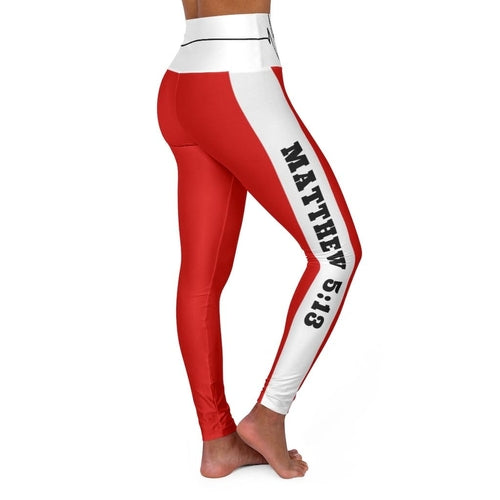 High Waisted Yoga Leggings - Red Salt of the Earth Matthew 5:13