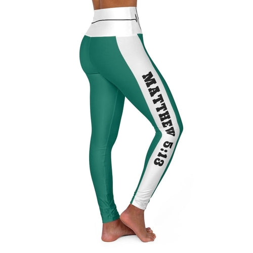 High Waisted Yoga Leggings - Teal Green Salt of the Earth Matthew 5:13