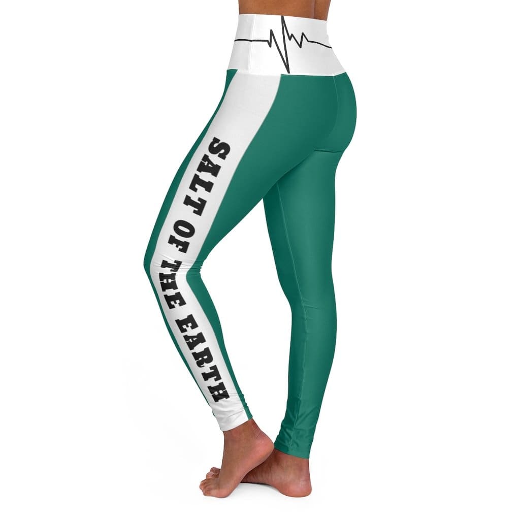 High Waisted Yoga Leggings - Teal Green Salt of the Earth Matthew 5:13