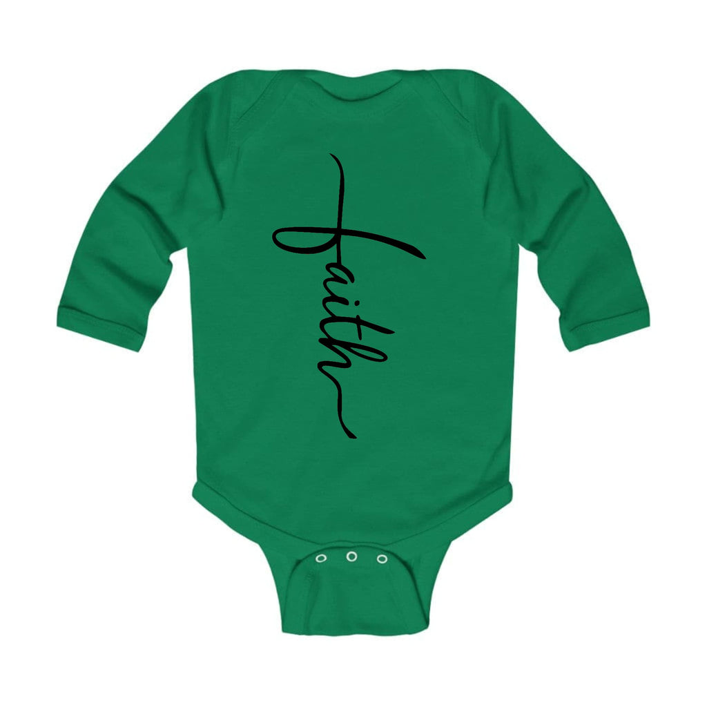 Infant Long Sleeve Graphic T-shirt Faith Script Cross Black