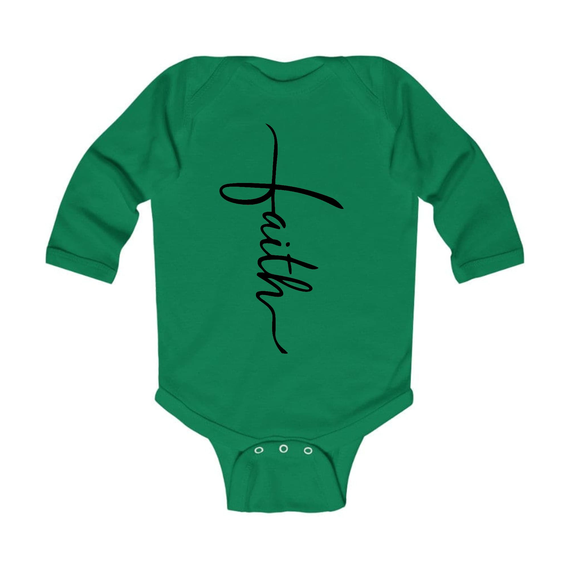 Infant Long Sleeve Graphic T-shirt Faith Script Cross Black