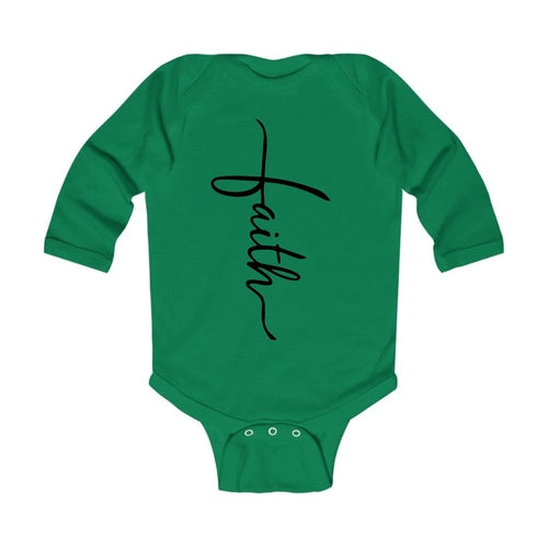 Infant Long Sleeve Graphic T-shirt Faith Script Cross Black