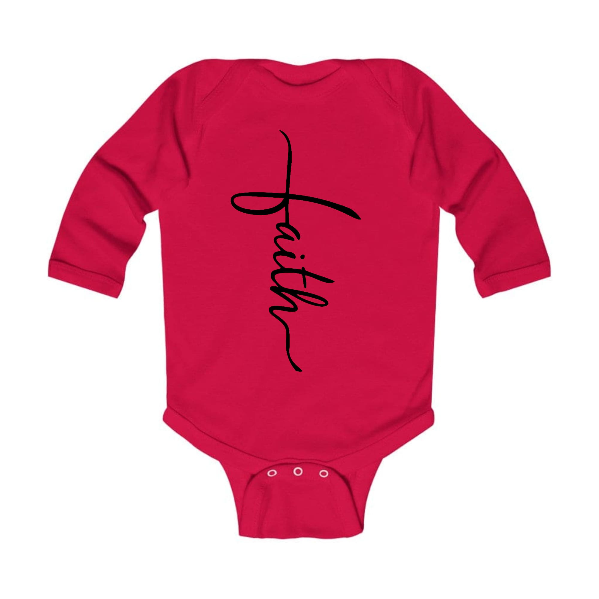 Infant Long Sleeve Graphic T-shirt Faith Script Cross Black