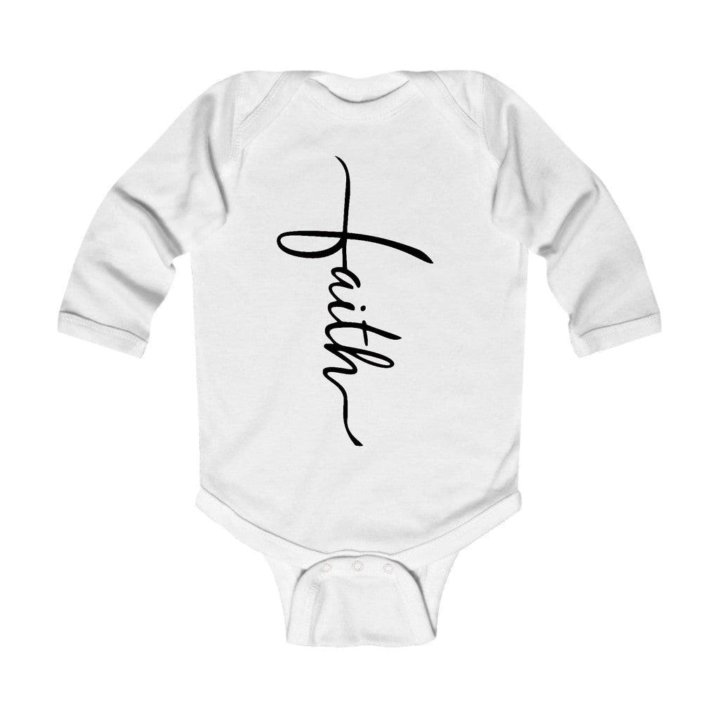 Infant Long Sleeve Graphic T-shirt Faith Script Cross Black