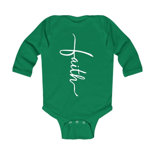Infant Long Sleeve Graphic T-shirt - Faith Script Cross Illustration