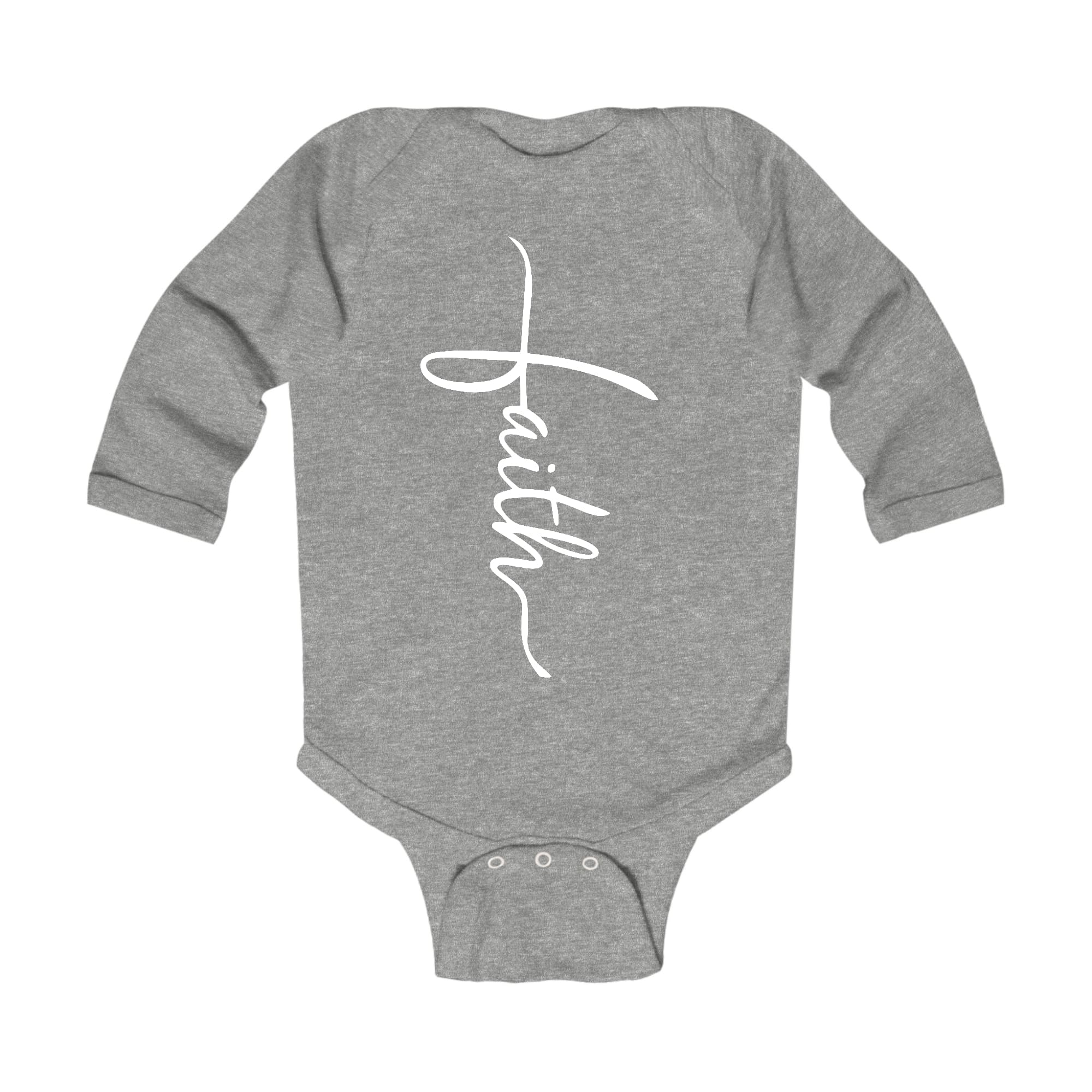 Infant Long Sleeve Graphic T-shirt - Faith Script Cross Illustration
