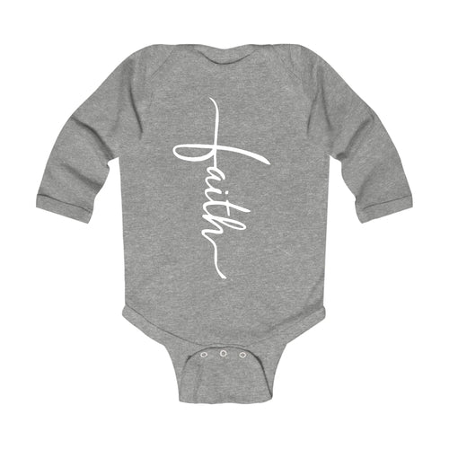 Infant Long Sleeve Graphic T-shirt - Faith Script Cross Illustration