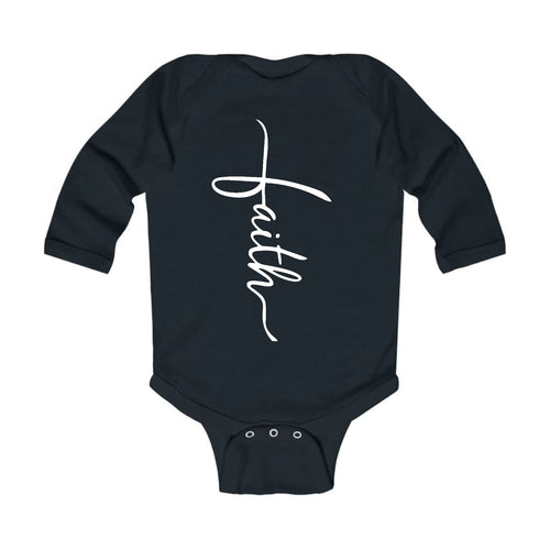 Infant Long Sleeve Graphic T-shirt - Faith Script Cross Illustration