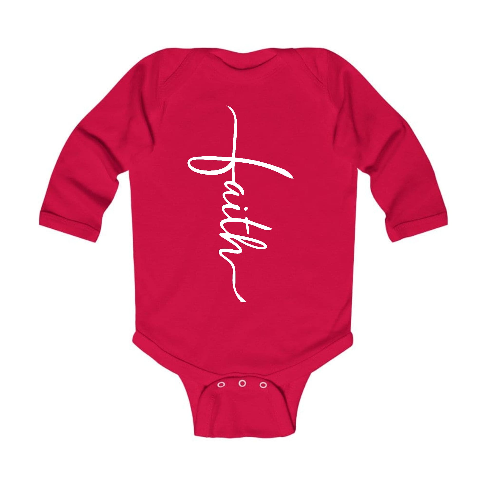 Infant Long Sleeve Graphic T-shirt - Faith Script Cross Illustration