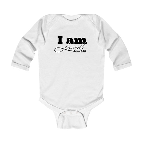 Infant Long Sleeve Graphic T-shirt i am Loved - John 3:16 Black