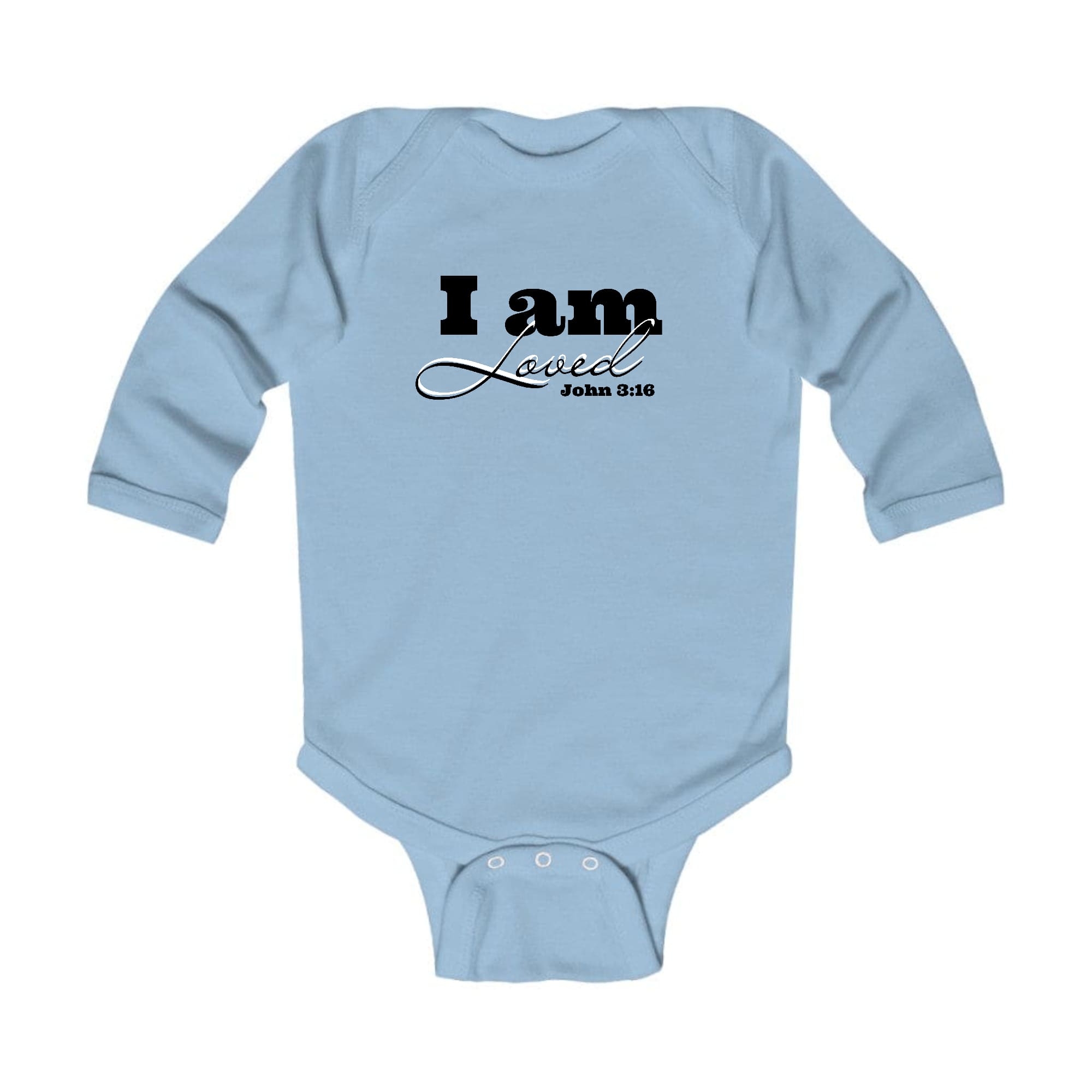 Infant Long Sleeve Graphic T-shirt i am Loved - John 3:16 Black