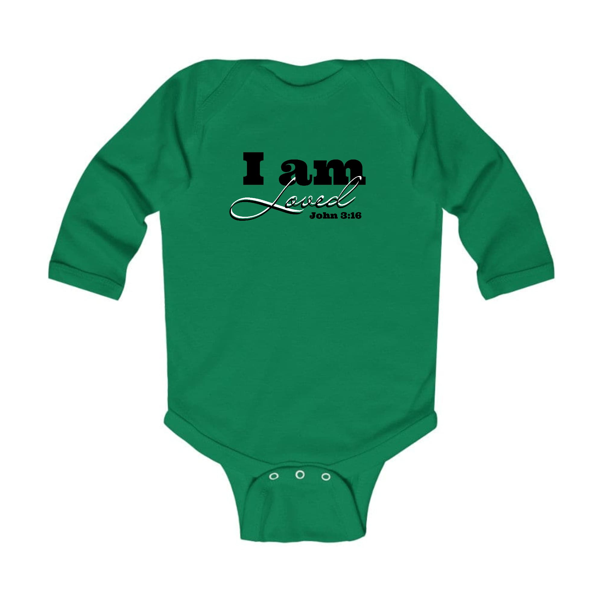 Infant Long Sleeve Graphic T-shirt i am Loved - John 3:16 Black
