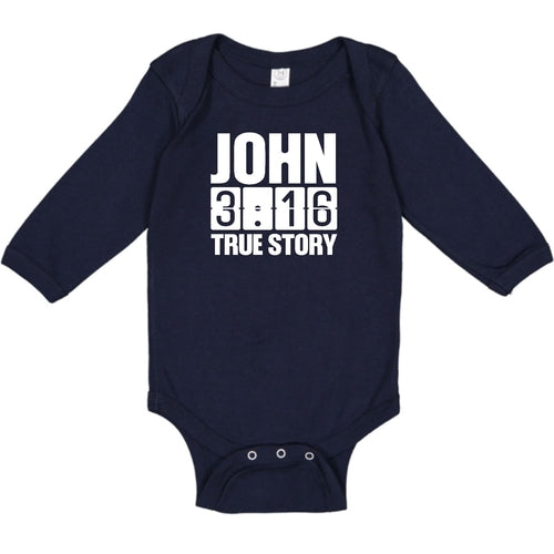 Infant Long Sleeve Graphic T-shirt - John 3:16 True Story Print