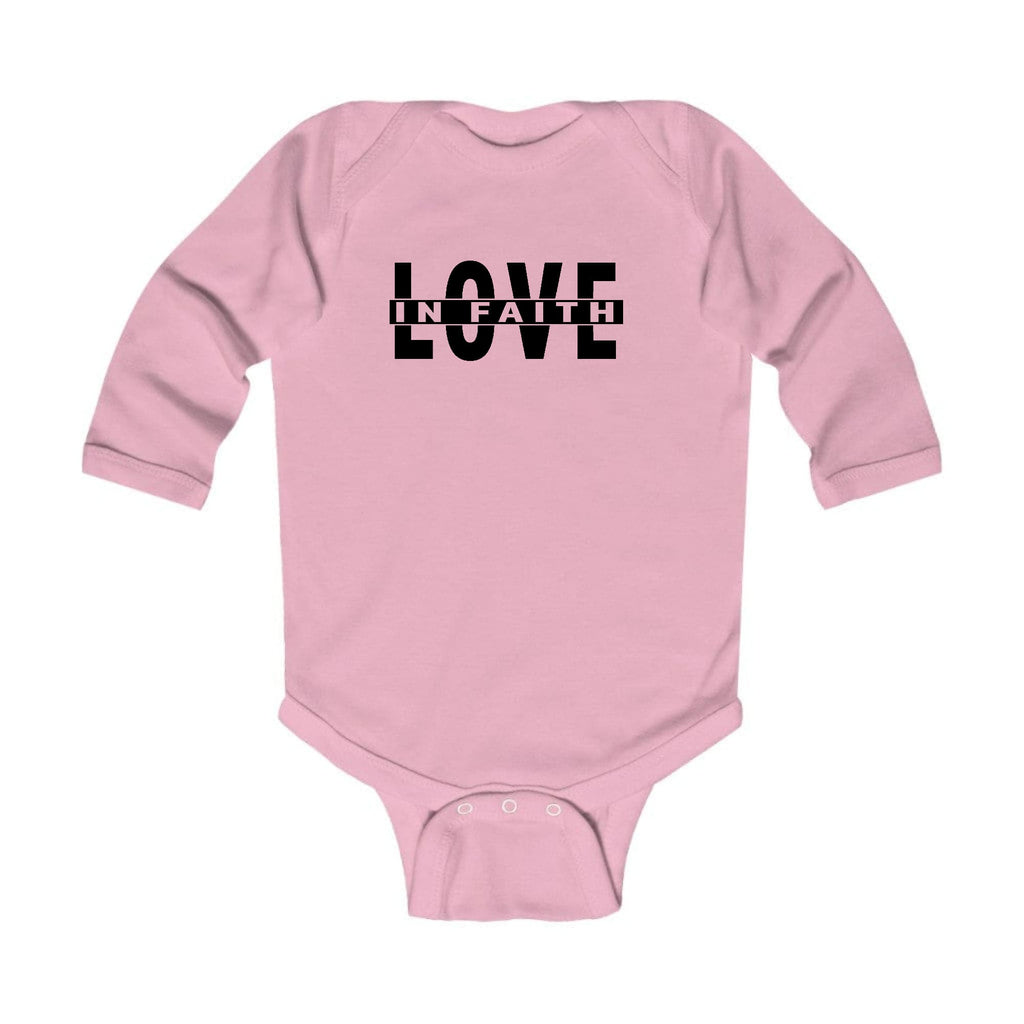 Infant Long Sleeve Graphic T-shirt Love in Faith Black Illustration