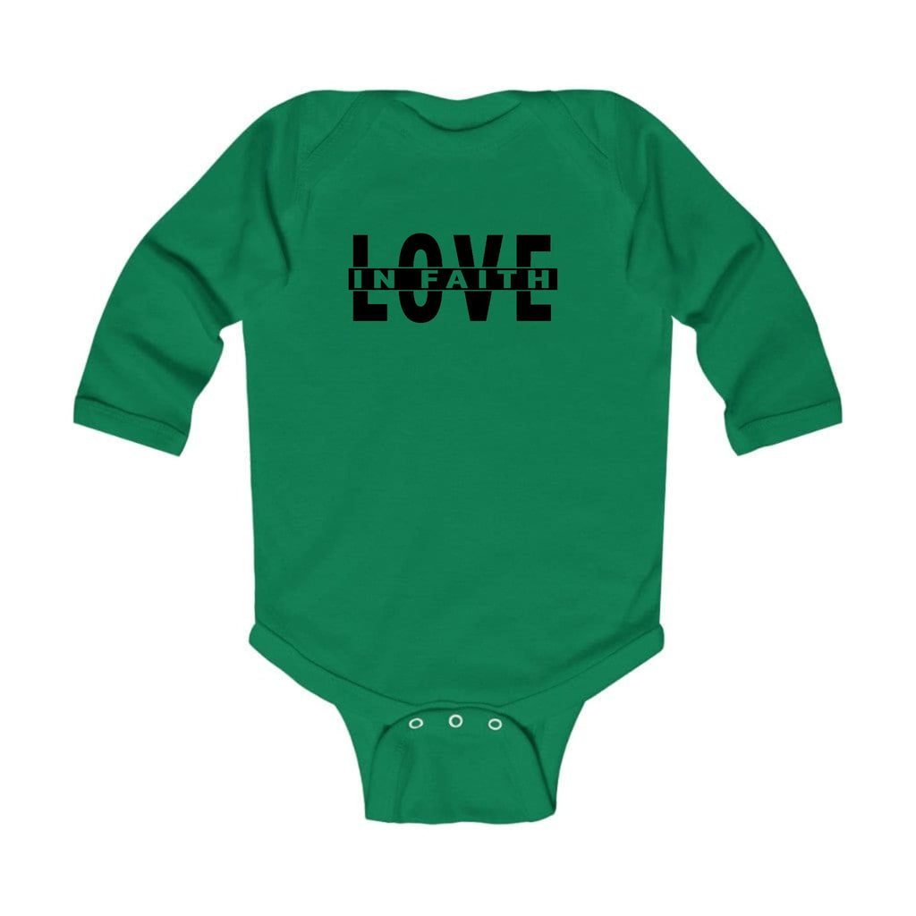 Infant Long Sleeve Graphic T-shirt Love in Faith Black Illustration