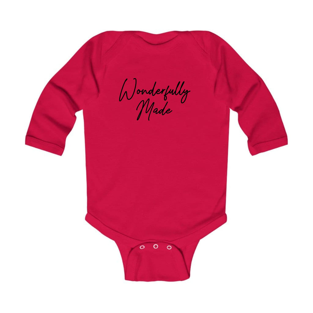 Infant Long Sleeve Graphic T-shirt Wonderfully Made Black Illustration