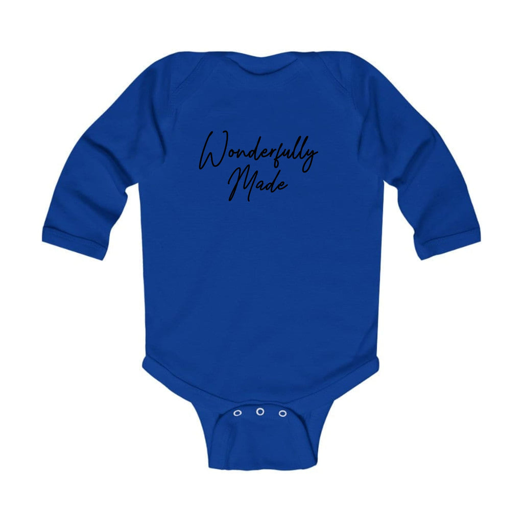 Infant Long Sleeve Graphic T-shirt Wonderfully Made Black Illustration