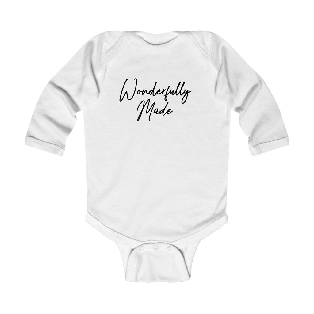 Infant Long Sleeve Graphic T-shirt Wonderfully Made Black Illustration