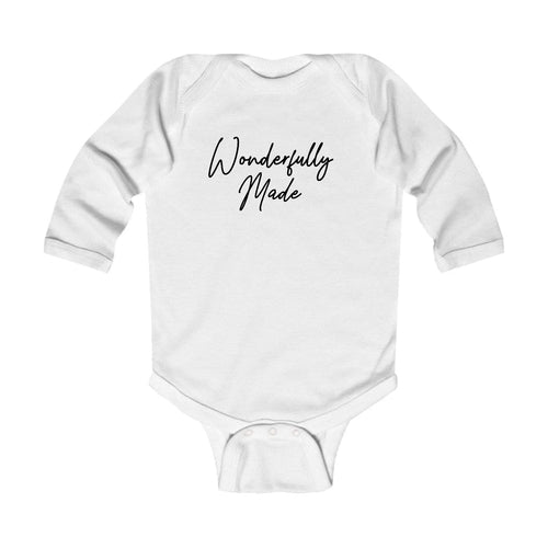 Infant Long Sleeve Graphic T-shirt Wonderfully Made Black Illustration