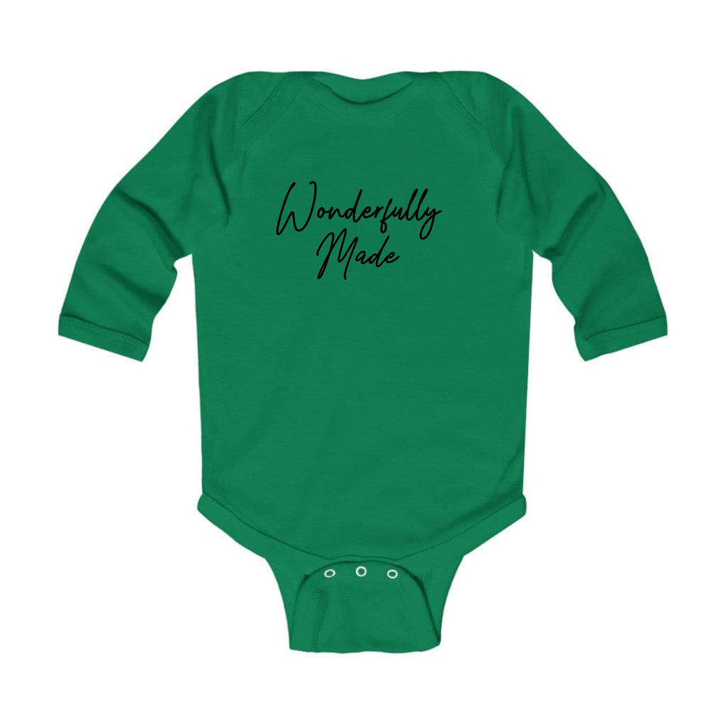 Infant Long Sleeve Graphic T-shirt Wonderfully Made Black Illustration