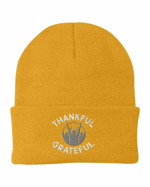 Beanie Knit Hat - Thankful Grateful Inspirational Winter Cap