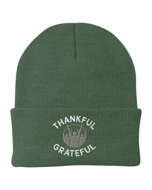 Beanie Knit Hat - Thankful Grateful Inspirational Winter Cap