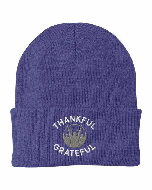 Beanie Knit Hat - Thankful Grateful Inspirational Winter Cap