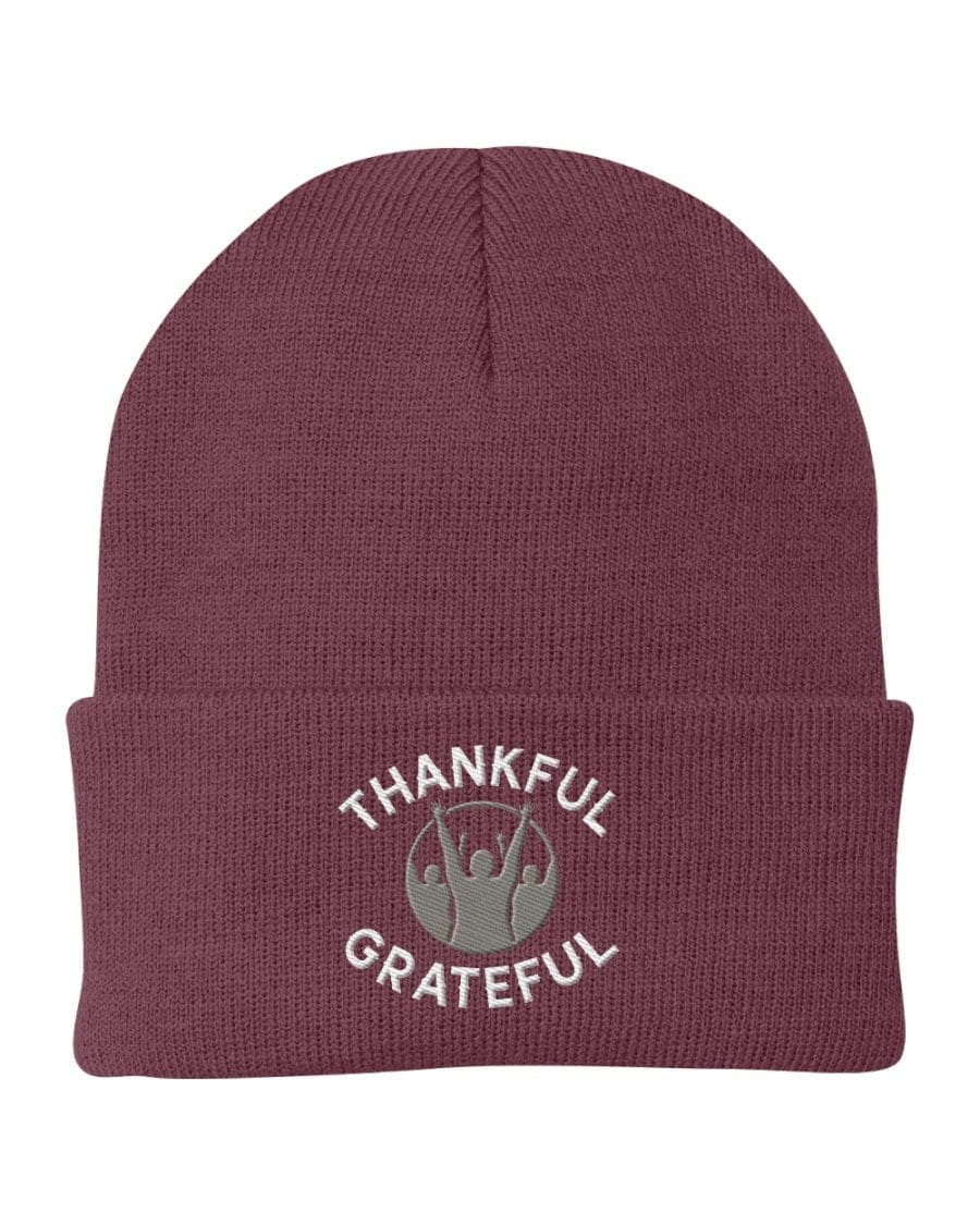 Beanie Knit Hat - Thankful Grateful Inspirational Winter Cap