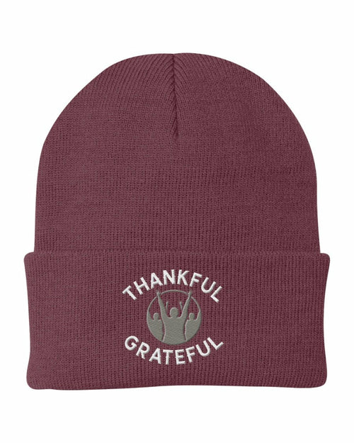 Beanie Knit Hat - Thankful Grateful Inspirational Winter Cap