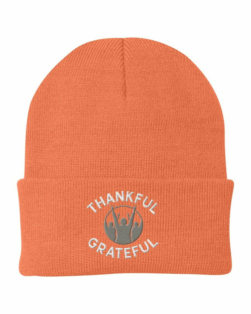 Beanie Knit Hat - Thankful Grateful Inspirational Winter Cap
