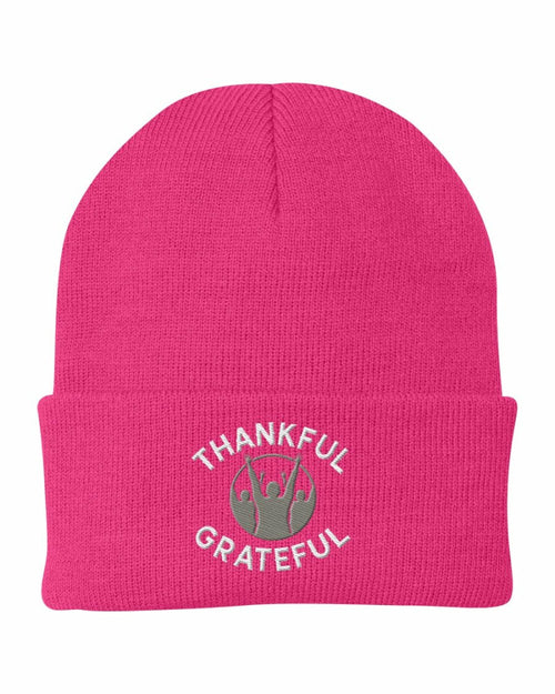 Beanie Knit Hat - Thankful Grateful Inspirational Winter Cap