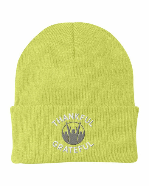 Beanie Knit Hat - Thankful Grateful Inspirational Winter Cap